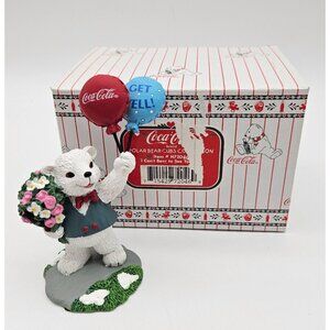 Coca Cola Polar Bear Cubs Figurine Get Well Gift Balloons Flowers Hospital Sick
